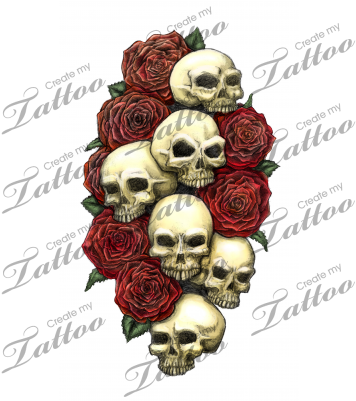 Skulls And Roses - Tattoo (400x400)