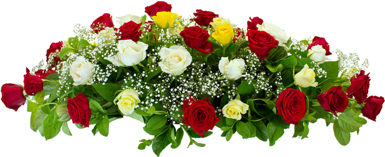 Mixed Rose Flower Arrangement - Flowers For Funeral Png (768x384)