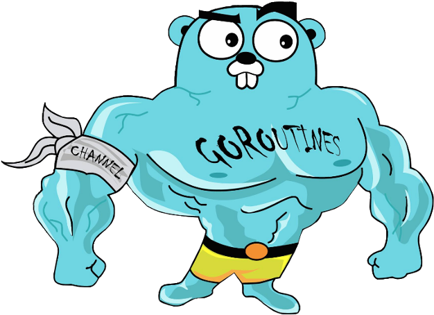 Golang Routine Channel - Golang Gopher (649x509)