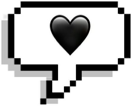Black Heart Emoji Pixel Text Speech Icon Overlay Grunge - Sticker Picsart (664x574)