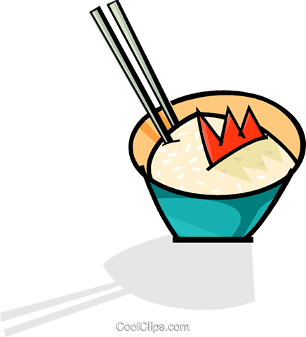 Chopsticks In A Bowl Of Rice Royalty Free Vector Clip - Gelato (436x480)