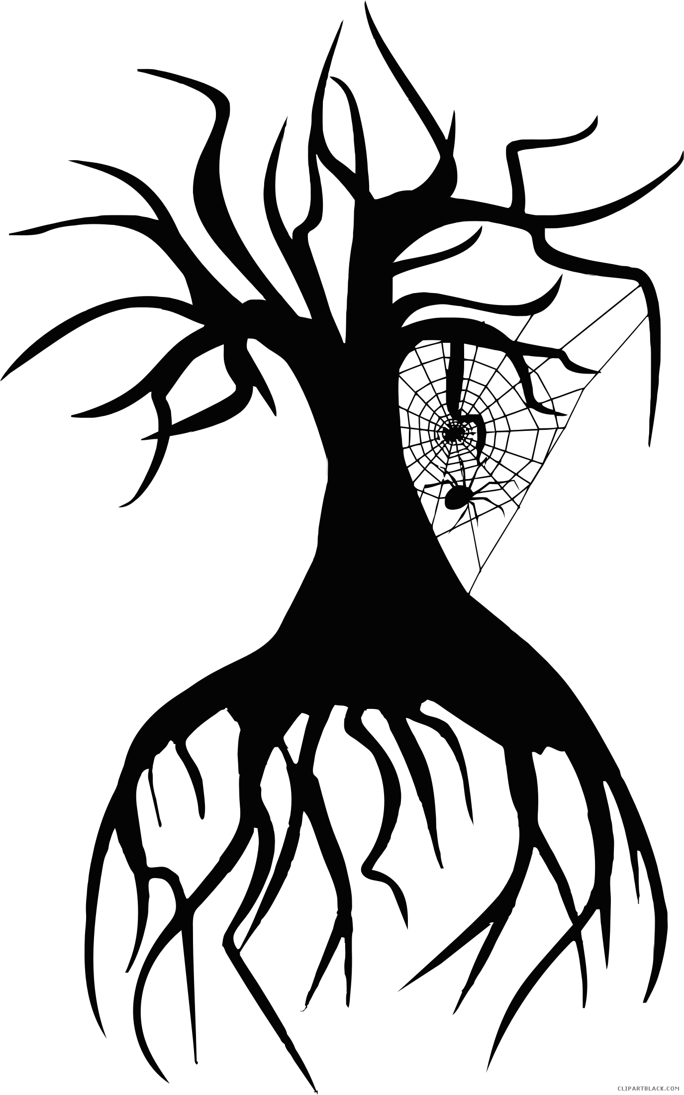 Black And White Spider Animal Free Black White Clipart - Halloween Spiderweb Clipart (1375x2201)