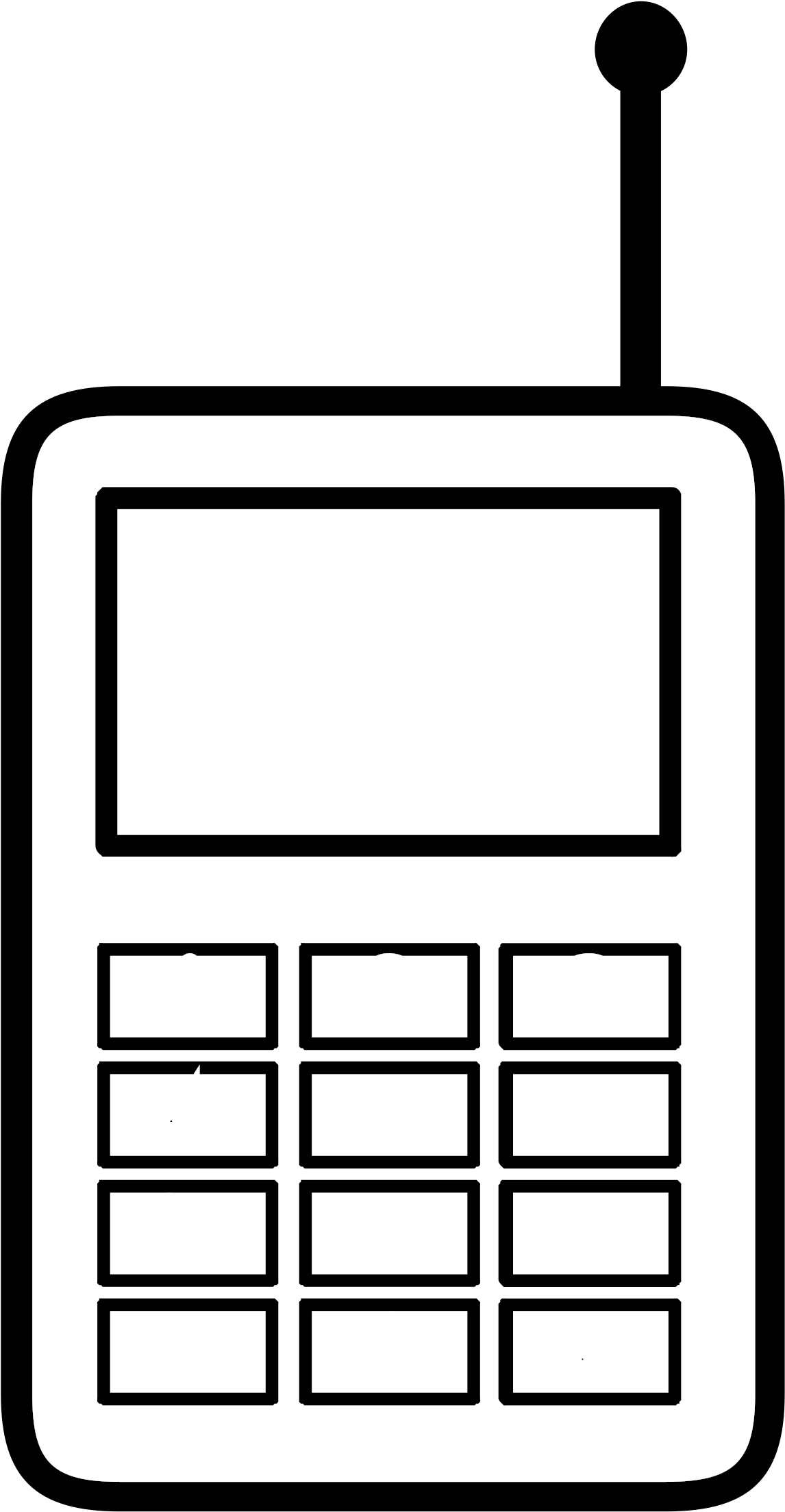 Big Image - Cellphone Clipart Black And White (1250x2400)