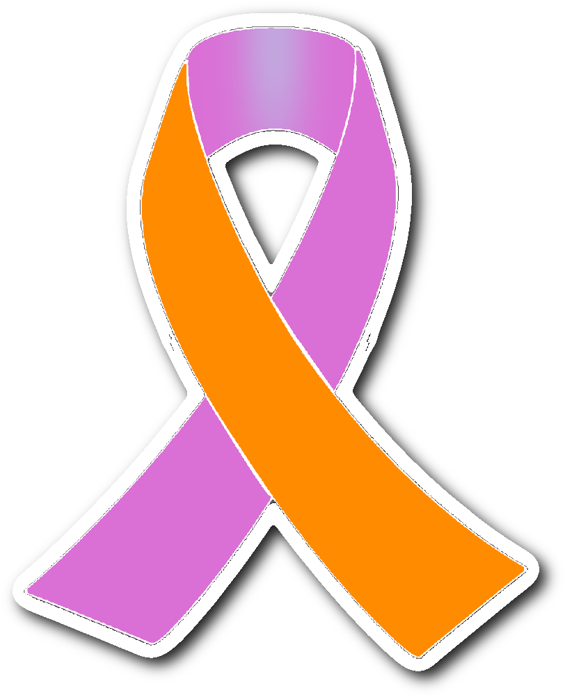 Orange And Orchid Awareness Ribbon Sticker - Awareness Ribbon (1064x1064)