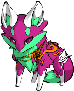 Orchid Fox By Comet-glaceon - Cartoon (400x367)