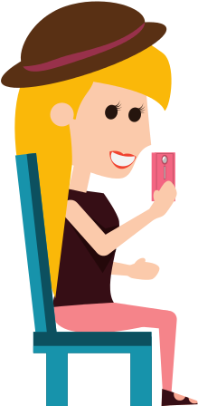 Young Woman With Smartphone Cartoon - Illustration (550x550)