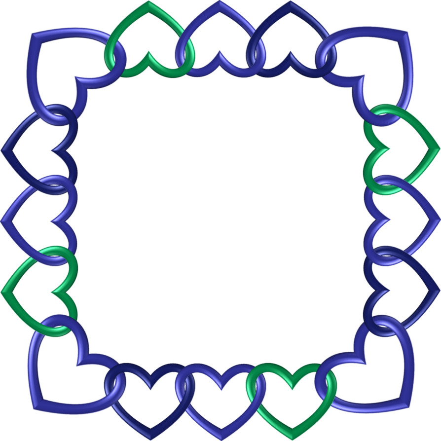Blue Green Indigo Frame 7 Square Hearts By Happyare - Blue Green Indigo Frame 7 Square Hearts By Happyare (894x894)