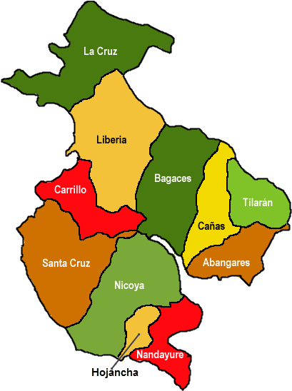 The Cantones Of Guanacaste - Guanacaste Costa Rica Map (425x556)