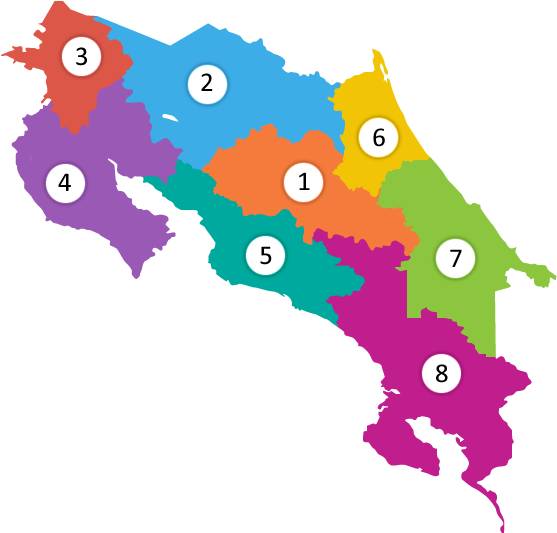 Zonas Turisticas De Costa Rica Costa Rica Map (700x534) Png Clipart