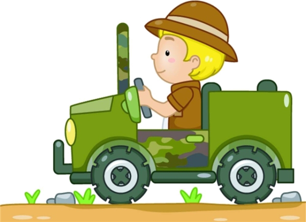 Jeep Safari Royalty-free Clip Art - Boy In A Jeep Clipart (600x436)