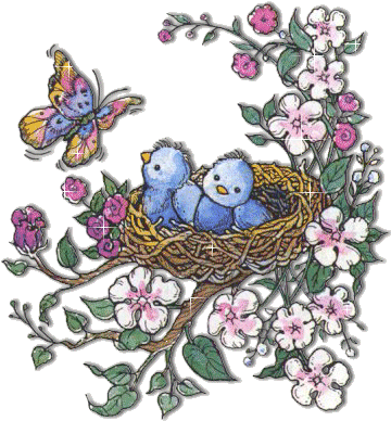 Animated Flowers And Birds For Kids - Glittering Images Of Birds (366x388)