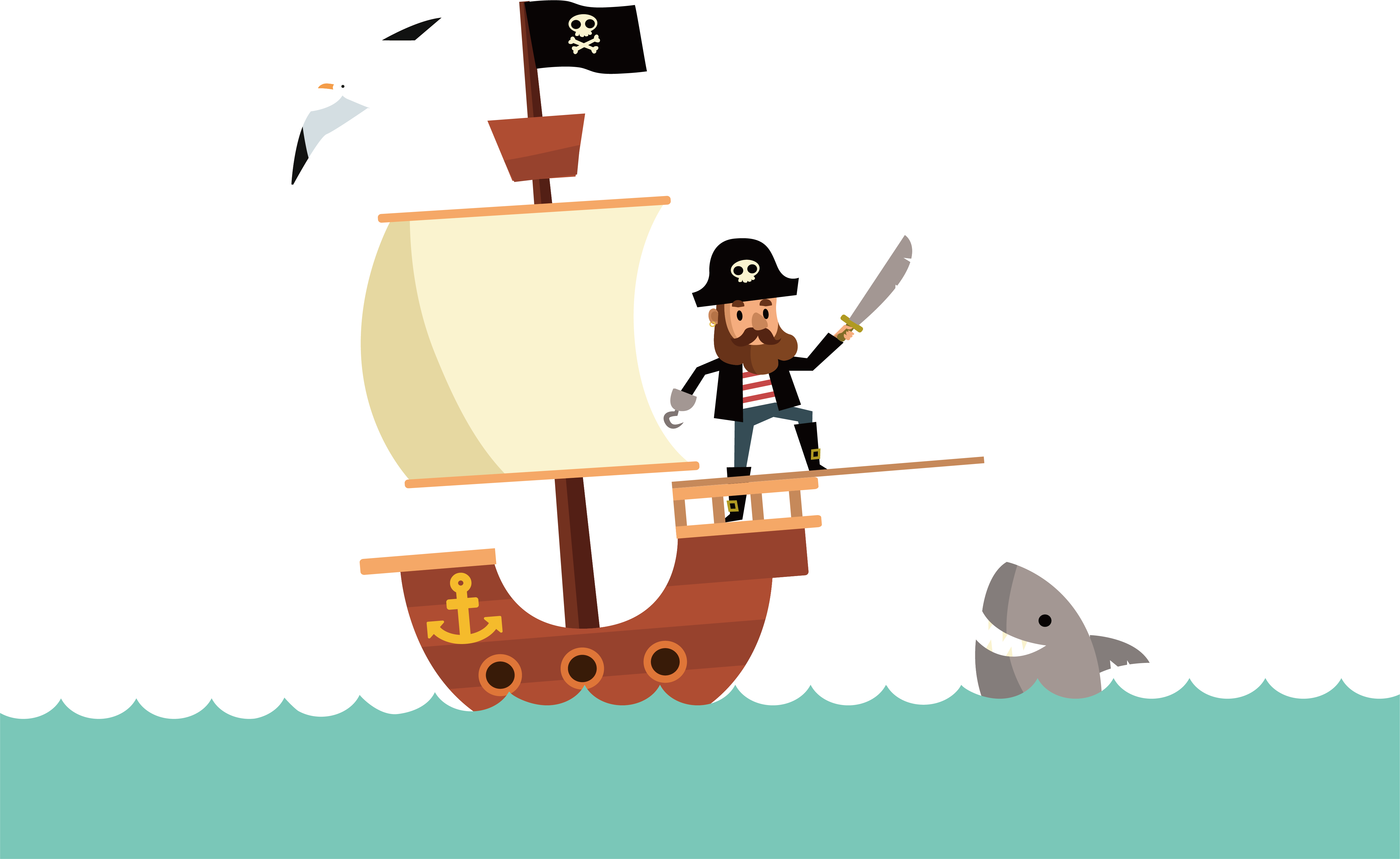 Pirate Match 3 Sea Captain Illustration - Capitan De Barco Png (4822x2957)