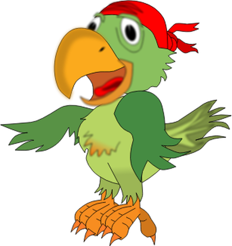 Vector Illustration Of Singing Pirate Parrot - Pirate Parrot Clip Art (472x500)