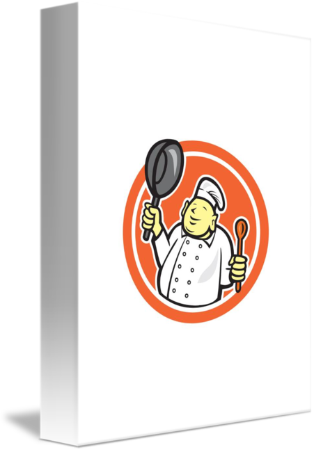 Share On Tumblr - Fat Buddha Chef Cook Holding Pan Circle Cartoon Card (451x650)