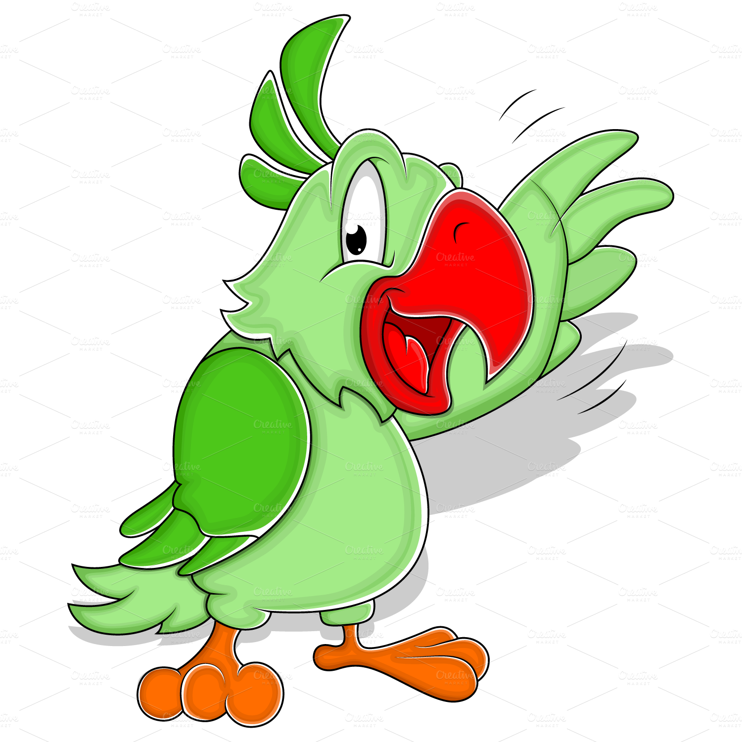 Cartoon Parrot - Photo - Cartoon Green Parrot - (1500x1500) Png Clipart  Download