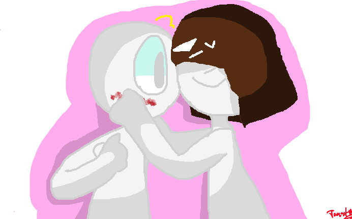 Pseudostick Kiss But It's In My Art Style By O-mighty - Romance (692x432)