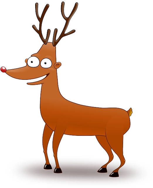 Rudolph Red, Cartoon, Crazy, Reindeer, Nose, Silly, - Reindeer .png (530x640)