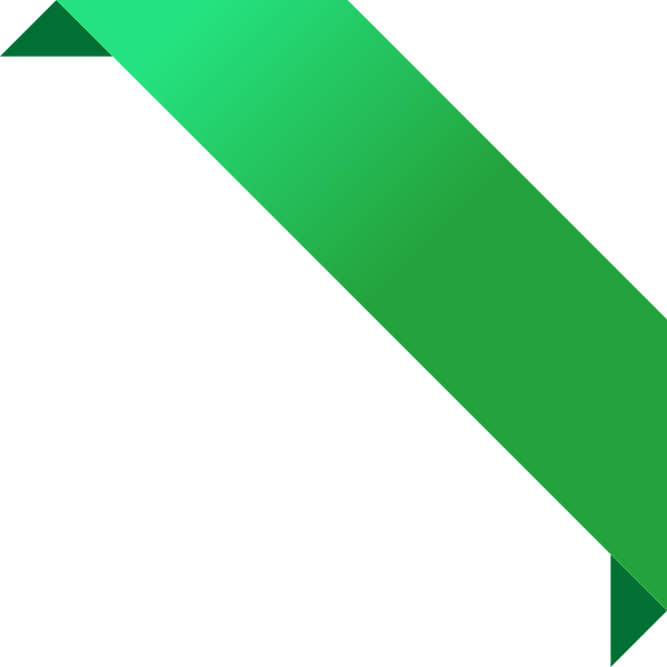 Corner Ribbon02 Green - Corner Banner Vector Png (600x600)