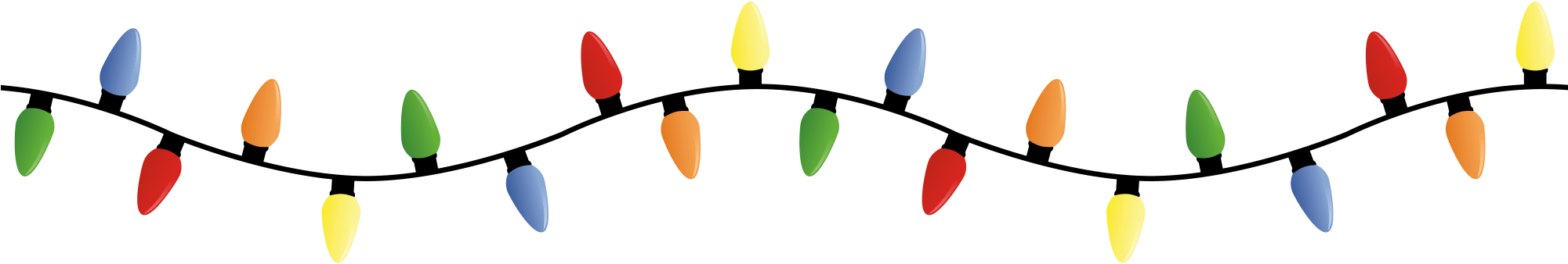 Cropped Christmas Lights Transparent 1 - Christmas Light String Png (2000x352)