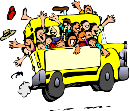 Coach Full Of People - Party Bus Clip Art (420x360)