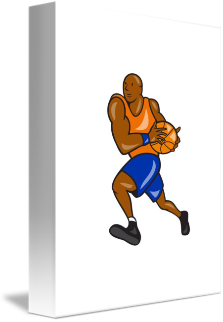 Basketball Player Holding Ball Cartoon Card (451x650)