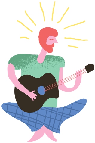 Hippie Man Playing Guitar Doodle Transparent Png - Hippie (512x512)