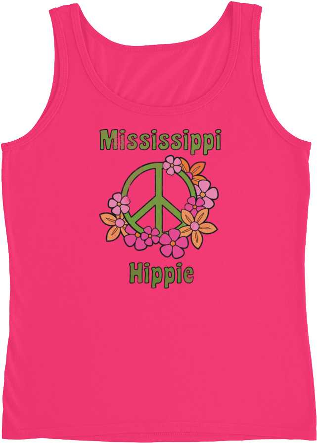 Mississippi Hippie Peace Symbol Ladies' Tank Top In - Active Tank (1000x1000)