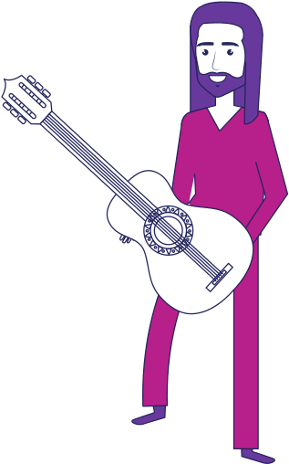 Hippie Man With Long Hair Playing Guitar - Design (550x550)