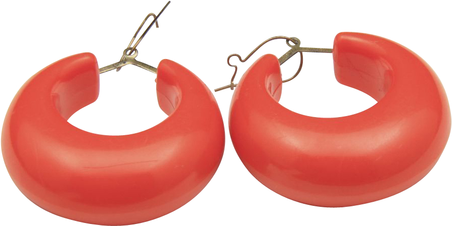 Vintage Retro Fun Orange Chunky Plastic Hoop Earrings - Vintage Retro Fun Orange Chunky Plastic Hoop Earrings (893x893)