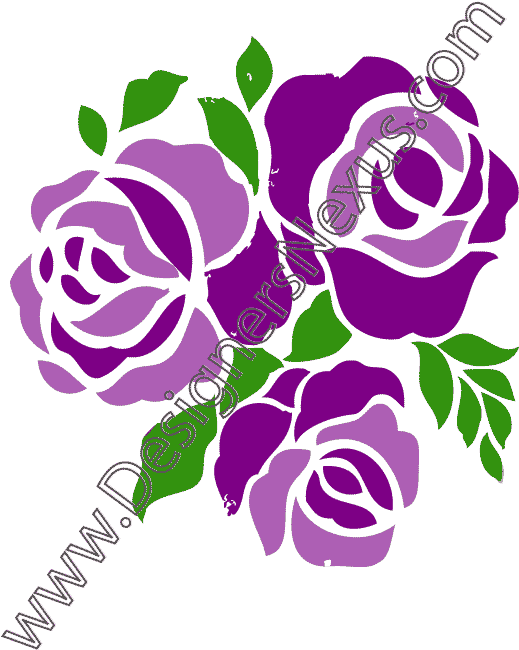 Purple Rose Clipart Three Rose - Purple Flower Clip Art (612x792)