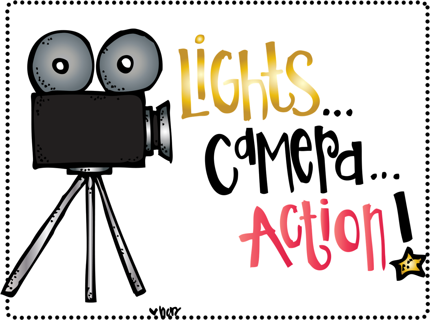 Hollywood Lights Clipart - Lights Camera Action Clipart (1600x1238)