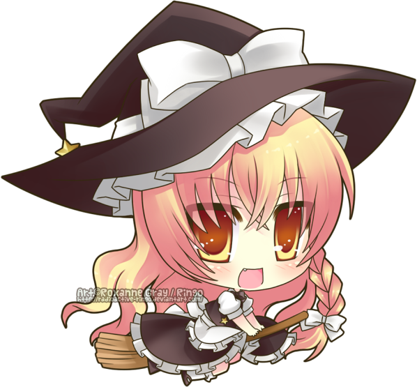 Marisa By Rinselli-chan - Reimu And Marisa Chibi (598x555)