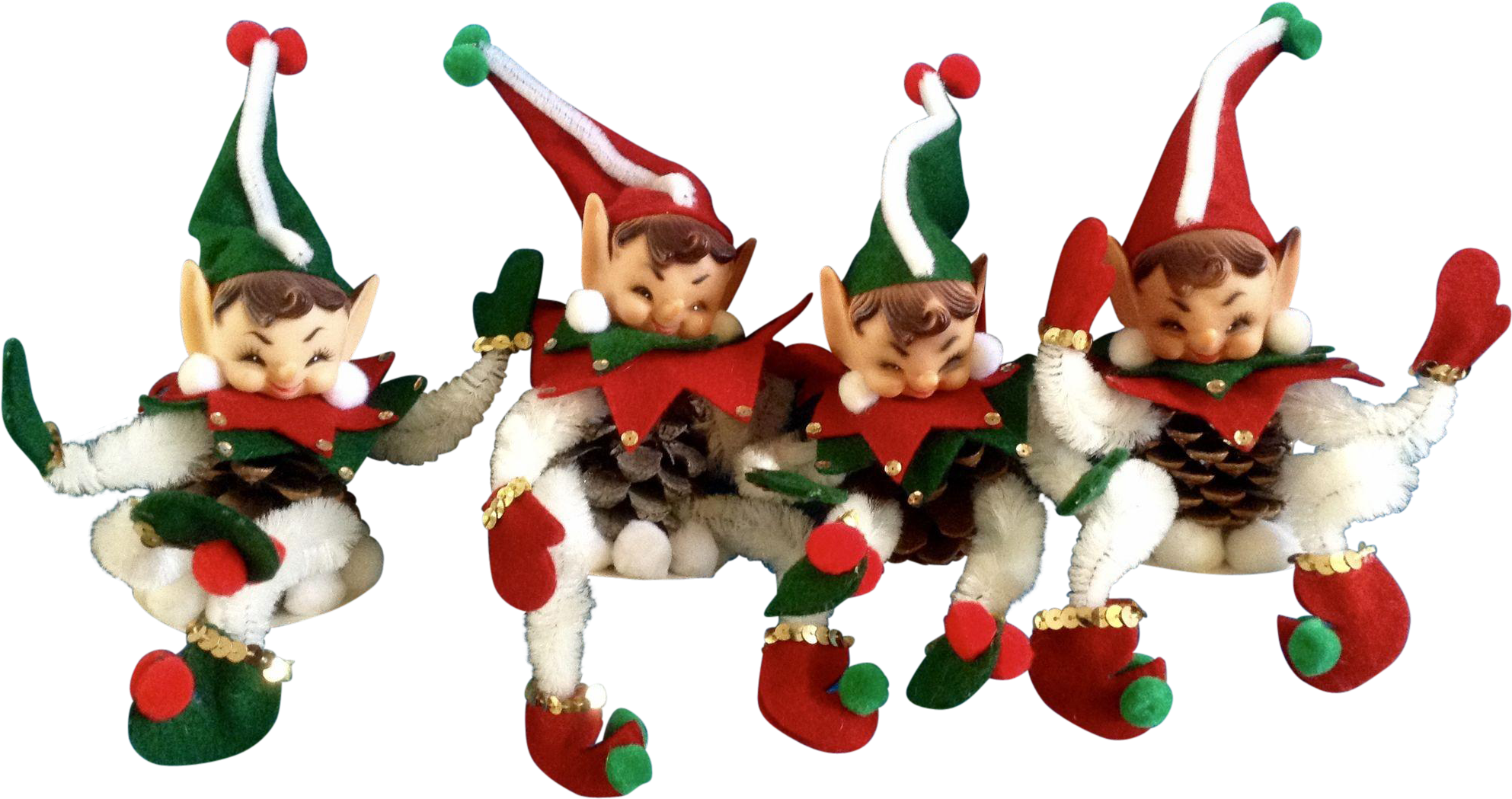 Vintage Christmas Rubber Face Pixie Elf Pipe Cleaner - Christmas Ornament Png Vintage (1984x1984)
