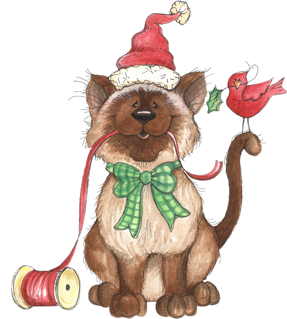 Christmas Catschristmas Clipartchristmas - Laurie Furnell Clipart Cats (568x631)