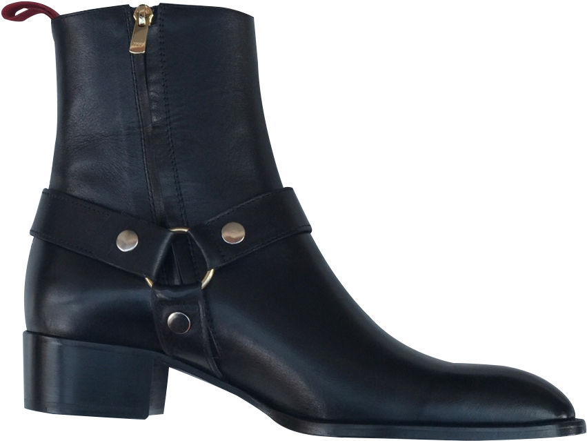 Black Leather Harness Boots - Botas De Malambo Cortas (900x900)