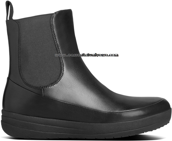Mgnq348e3csd Women's Fitflop Lux Black Leather Chelsea - All Casual Boots By Fitflop - All Black Ff-lux Chelsea (640x640)
