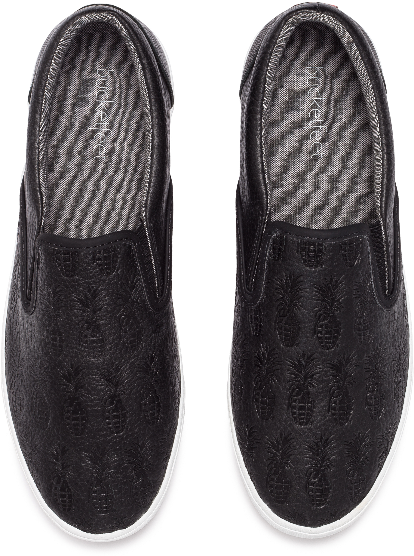 Take A Closer Look At These Slip-ons And You'll See - Men's Sneakers - Bucketfeet Black Pineappleade Leather (2048x2048)