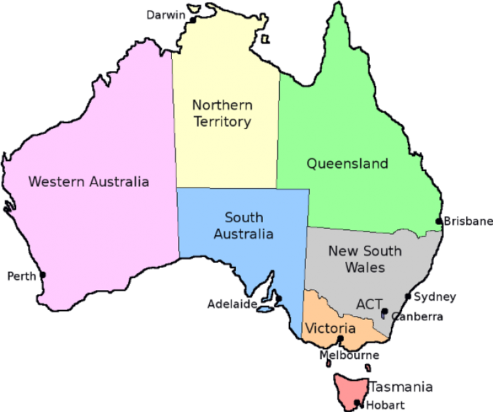 Brolga Awards, South Australia Tourism Awards, Western - State Capitals Of Australia Map (776x600)