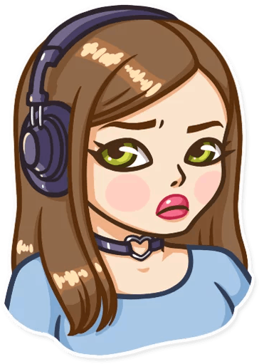 “streaming Girl” Stickers Set For Telegram - Стикеры Девочка (512x512)