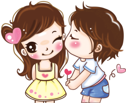 Cartoon Drawing Couple Animation - Couple Cartoon (424x600)