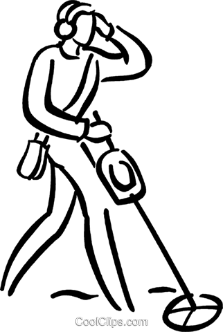 Person Looking For Metal Objects Royalty Free Vector - Metal Detectors Clip Art (322x480)