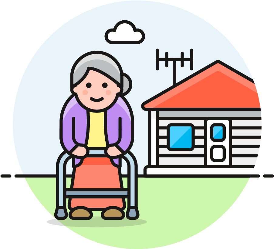 128 Grandmother House Caucasian - Cartoon (1025x1148)