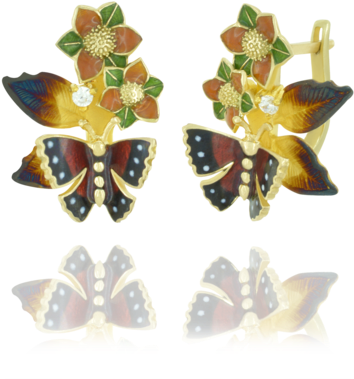 Enamel Flower And Butterfly Earrings - Earrings (480x480)