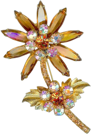 Charming Vtg Juliana D&e Amber Ab Metal Leaf Accent - Crystal (541x541)