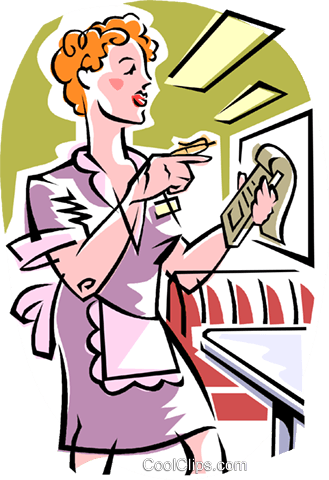Waitress Royalty Free Vector Clip Art Illustration - Waitress Royalty Free Vector Clip Art Illustration (329x480)