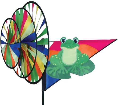 Triple Wheel Green Frog Spinner - Premier Green Frog Triple Garden Spinner (500x500)
