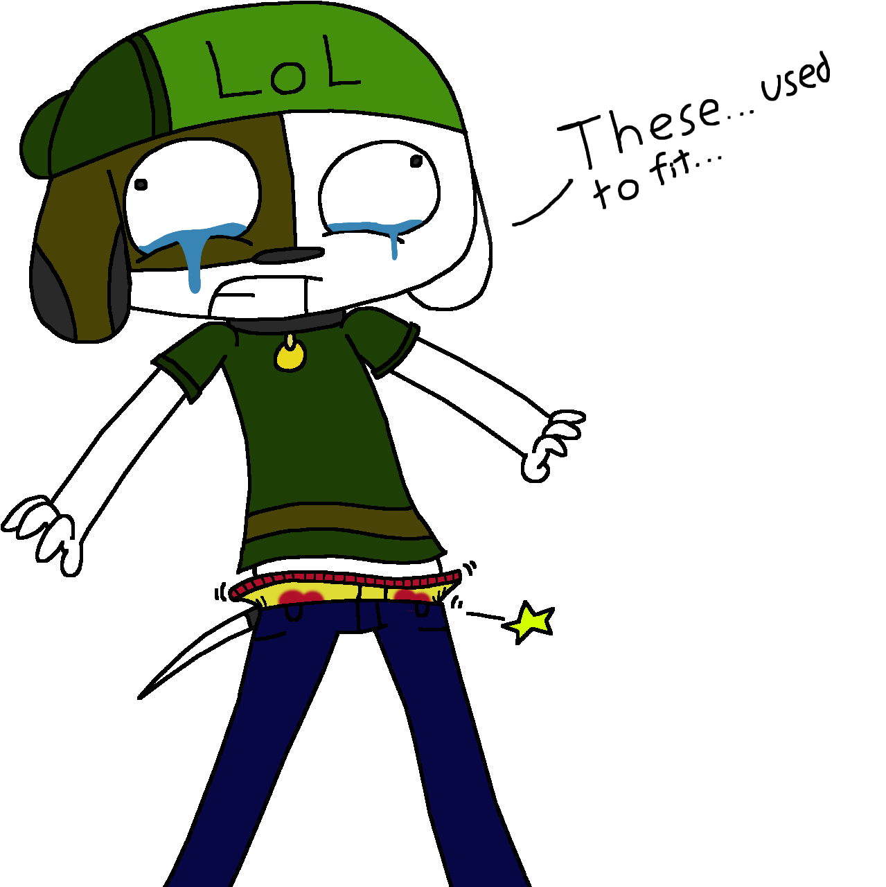 Sign Of Old Pants By Cj The Otter - Toon Pants Fall Down (1343x1342)