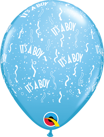 Qualatex 5″ Pale Blue It's A Boy A Round Latex Balloons - Qualatex 11 Inch It's A Boy Around Contemporary Balloon (364x482)