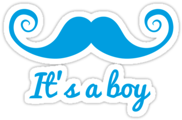 "it's A Boy Text With Blue Mustache For Baby Shower - Its A Boy Prince (375x360)
