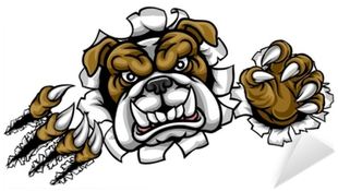 Bulldog Sports Mascot Ripping Through Background Sticker - Mascot Bulldog (400x400)